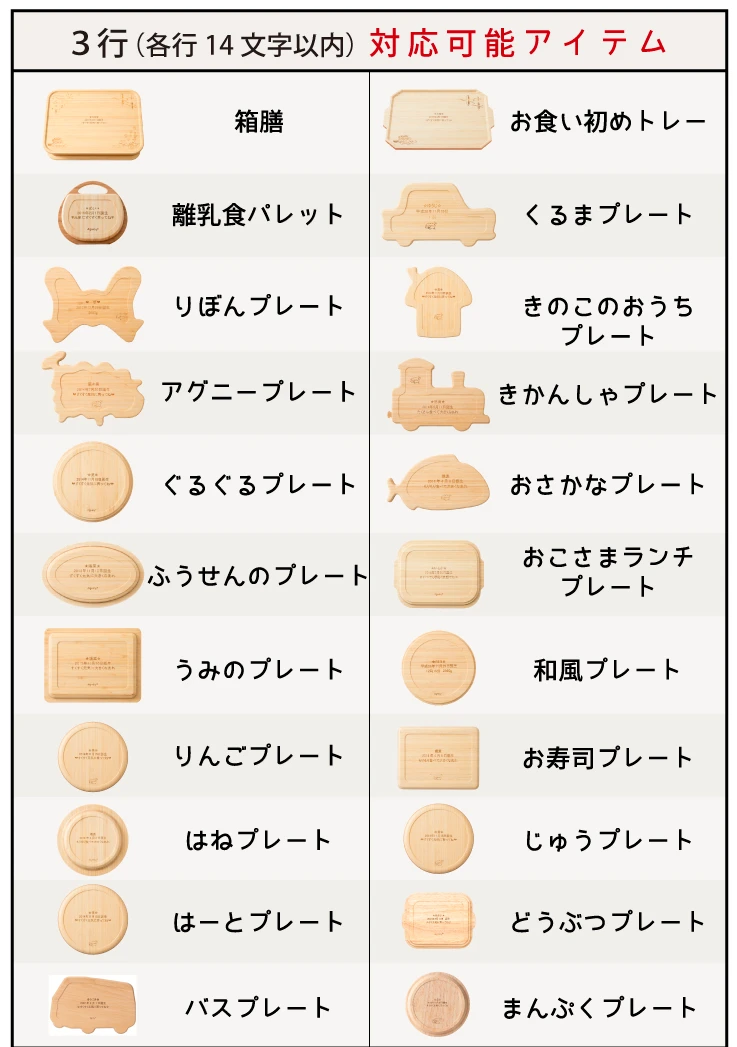 対応可能アイテム